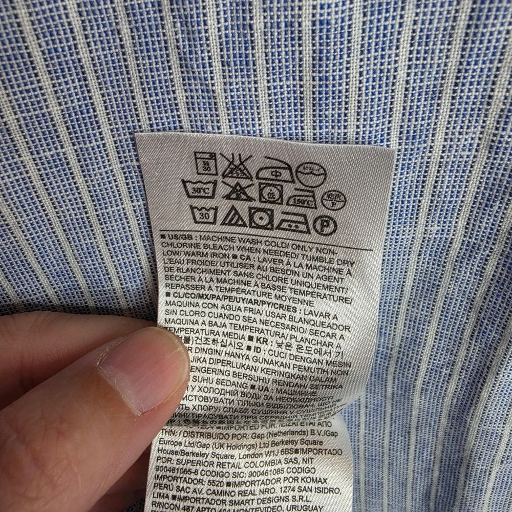 Banana Republic Button Down Shirt Mens Medium Striped Linen
